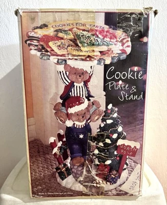 Christmas Cookies for Santa Plate W/ Decorative Holiday Bears Pedestal Stand - Image 1 of 4