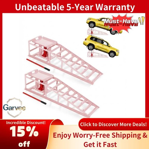 2-Pack Pink Hydraulic Car Ramps, 5-Ton Capacity, Portable for Garage ...