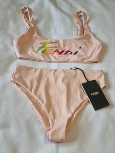 Fendi Brush Logo Reversible Two-Piece Bikini Swimsuit Size 40 UK 8 New with Tag - Picture 1 of 24