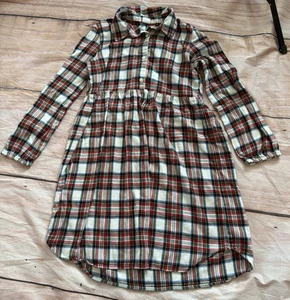 Girls Size Large Gap Kids Flannel Plaid Long Sleeve Shirt Dress Christmas Casual - Picture 1 of 4