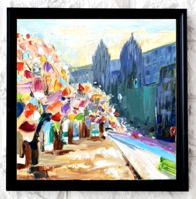 ORIGINAL Oil Painting Fall Original Art Central Park Painting 3D Textured 11" - Image 1 of 4