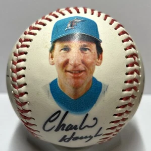 CHARLIE HOUGH 1993 FLORIDA MARLINS SIGNED AUTO FOTOBALL BASEBALL - Picture 1 of 6