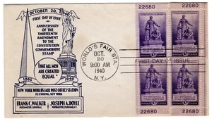 #902 Emancipation Lincoln 13th Ammendment 1940 FDC - Goldman Round-the-Clock - Picture 1 of 2