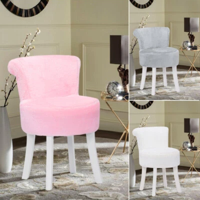 Vanity Plush Shaggy Dressing Table Stool Fluffy Piano Chair Bedroom Make Up Seat - Image 1 of 4