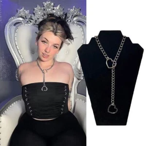 Women Heart Star Circle Slip Chain Necklace Punk Rock Neck Stainless Steel M0X8 - Picture 1 of 12