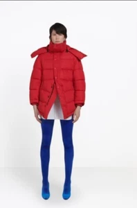 New Balenciaga Swing Women unisex Red Puffer Jacket Polyester Down Coat FR 36 - Picture 1 of 7
