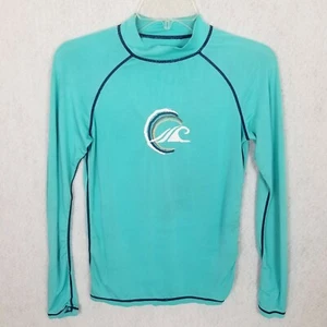 TSLA Youth Athletic Shirt ~ Surf Wave Graphic ~ Turquoise Long Sleeve ~ Medium - Picture 1 of 6