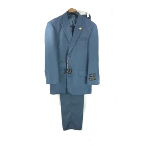 Stacy Adams Men's Suit Blue 3 Piece Single Breasted Pleated Pants Size 56L W52 - Picture 1 of 5