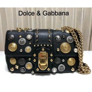 Borsa Dolce & Gabbana Lucia medaglia borchiata impreziosita catena tracolla pelle - Foto 1 di 12