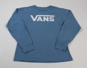 Vans Kids Blue Logo Graphic Long Sleeve T-shirts Size L - Picture 1 of 5
