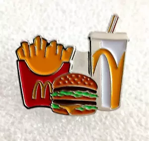 McDonald's Hamburger Combo Meal Fast Food Employee Enamel Promo Pin NOS New - Picture 1 of 4