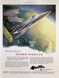 VINTAGE 1950s Print Ad ~ Martin Aircraft ~ Finishing School for Guided Missiles - Picture 1 of 1