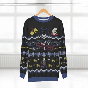 AOP Batman Smells Unisex Ugly Holiday Sweatshirt - Picture 1 of 25