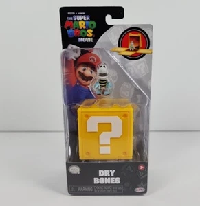 Super Mario Bros. Movie Dry Bones Mini Figure w/Question Block 2023 Jakks - Picture 1 of 8