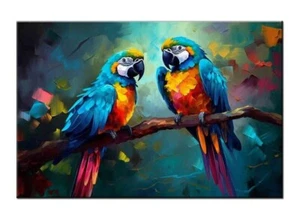 Impresión colorida de loro sobre lienzo hermosa obra de arte de loro para la decoración de tu hogar - Imagen 1 de 10