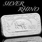 New .999 Fine Silver Fractional Art Bullion 1 Gram Rhino Bar!