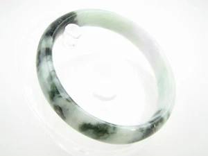 Echter natürlicher runder Eternity Armreif grün weiße Jade 58 mm #166 - Bild 1 von 9