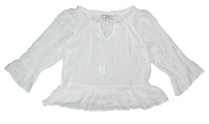 Hippie Rose Keyhole Neck Textured Peplum Hem Long Bell Sleeve Top XS NWT Ivory - Picture 1 of 1