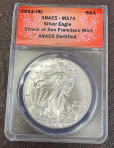 2011-(S) ANACS MS70 1oz American Silver Eagle "Emergency Dollar" Minted S Coin - Picture 1 of 2