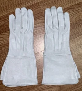 White Leather Long Cuff Medieval Gauntlet Gloves New - Picture 1 of 2