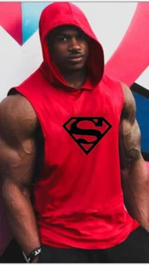 Men's Workout Hooded Tank Top Bodybuilding Muscle T-Shirt Sleeveless Gym Hoodies - Picture 1 of 24
