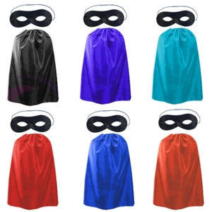 Kinder Erwachsene Satin Superheld Cape Halloween Augenmaske Schule Kostüm Party UK - Bild 1 von 7
