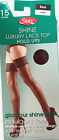 Silky Large Size Glossy 15 Denier Luxury Lace Top Hold Ups Stockings in Black