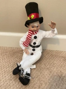 RAZ Elf Soft White w Hat & Scarf - 16" T (Bendable to  Pose!) FREE SHIPPING - Picture 1 of 2