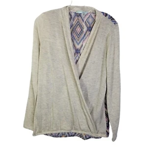 Maurices Damen großes geometrisches Oberteil mit Drehsaum vorne offen Langarm Lagenlook - Bild 1 von 5