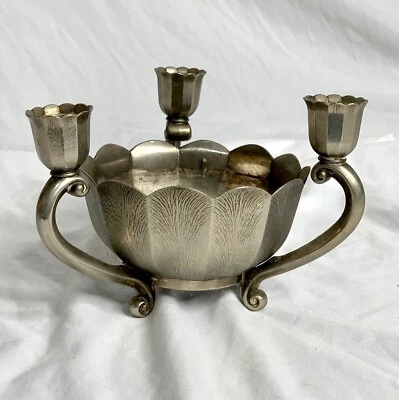 Centro de mesa candelabro candelabro vintage Italia metal florero 3 Foto 1 de 4