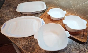 5 pc White Corning Ware Blue Cornflower Serving Dishes - Picture 1 of 13