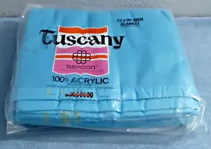 Vintage Blanket Beacon Tuscany Blue Acrylic - Satin Trim Unopened 72 x 90 - Picture 1 of 4