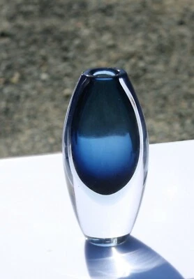 Mid century art glass blue/clear vase Kosta, V Lindestrand - Image 1 of 4