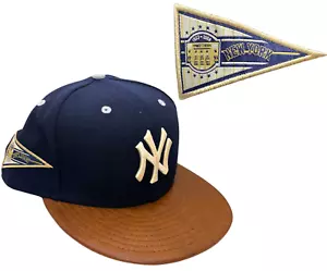 New York Yankees 2008 Final Season New Era 2 Tone Leather 59fifty Hat Cap Sz. 8 - Picture 1 of 9