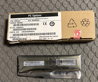 NEW Lenovo 51J0504 43R2033 2GB  DDR3 ECC Memory 1333MHz TS D20 4155, D20  2RX8 - Image 1 of 4