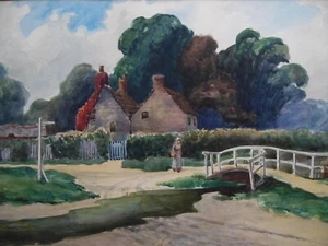 Brockenhurst Village New Forest, Lady Crossing Bridge Original Ernest Haslehurst - Picture 1 of 5
