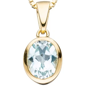 Colgante Oval De Topacio Azul Claro, 333 Oro Amarillo - Imagen 1 de 2