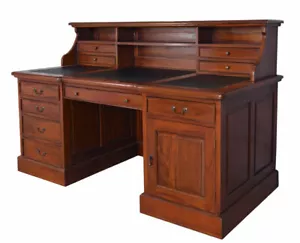 Mahagoni Schreibtisch Aufsatz Sekretär Massivholz Bürotisch Computertisch Antik - Bild 1 von 6