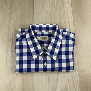 Gitman Bros Blue Plaid Check Button Down Long Sleeve Shirt Mens Size XL - Picture 1 of 9