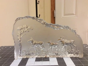 Nybro - Glass Sculpture - Moose Family - Collectible - Sweden - Picture 1 of 8