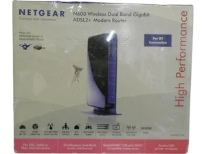 Netgear N600 Wireless Dual Band Gigabit ADSL2+ Modem Router DGND3700 - Picture 1 of 4