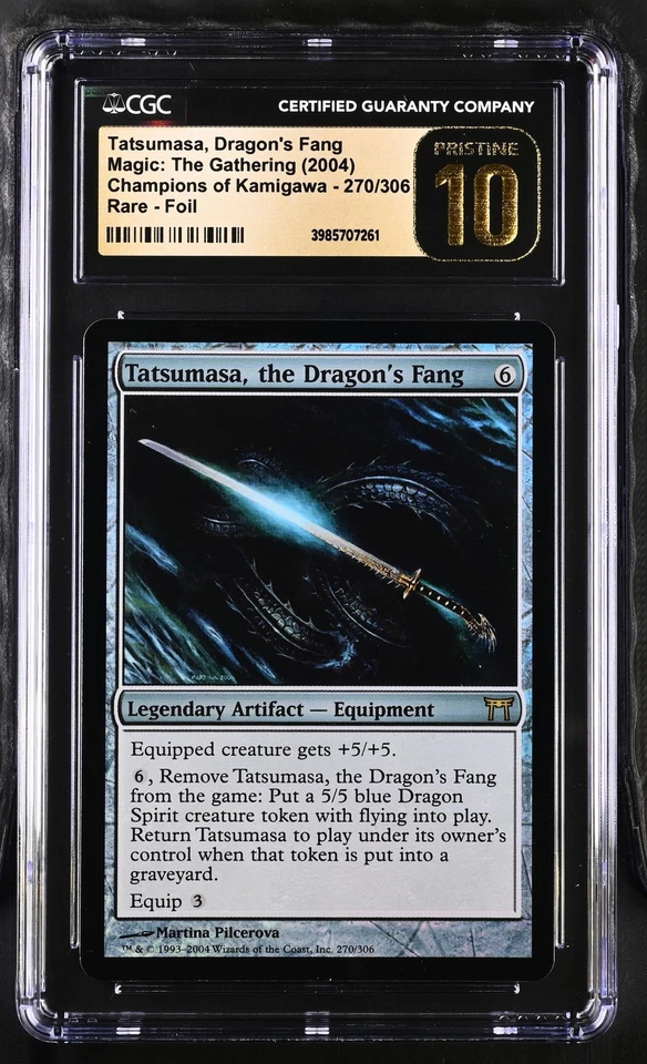 TATSUMASA, THE DRAGON'S FANG Champions of Kamigawa Foil Rare CGC Pristine 10 MTG - Image 1 of 2