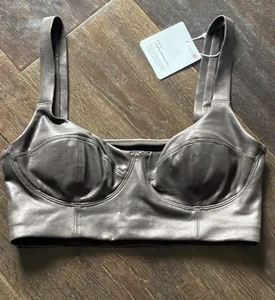 Lululemon Everlux Long Line Bra Espresso Matte Foil Pads Inc. Busier $68 Leather - Picture 1 of 9