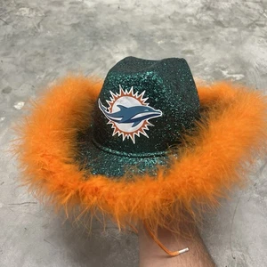 SELTEN Miami Dolphins NFL FOOTBALL türkis orange Cowboy Cowgirl Hut geblendet - Bild 1 von 5