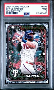 PSA 9 MINT 2024 TOPPS HOLIDAY BRYCE HARPER #H179 TREE PHILLIES 23050 B146 - Picture 1 of 2
