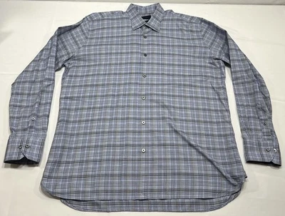 Calder Carmel 衬衫男式大号蓝色灰色格子纽扣限量版 1/70 — 第 1/4 张图片