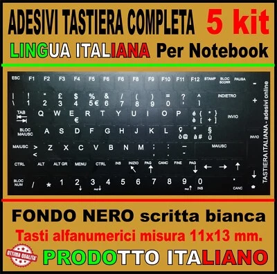 Adesivi Tastiera Layout Italiano Completa Pc Computer Stickers tasto 11x13 5 kit - Immagine 1 di 4