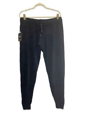 NWT PJ SALVAGE Womens Medium Black with Metallic Gold Luxe Sweater Pants #PQ6/45 - Image 1 of 4