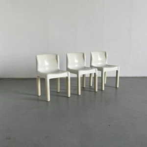 1 of 3 Vintage Carlo Bartoli 4875 Chairs for Kartell, White Edition, 1972 - Picture 1 of 13