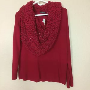 Gaby & Eden Red blouse-style sweater with fallen turtleneck with sequins size L - Picture 1 of 10
